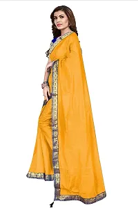 Stylish Yellow Cotton Silk Saree With Blouse Piece For Women-thumb2