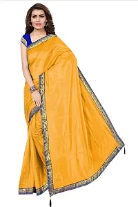 Stylish Yellow Cotton Silk Saree With Blouse Piece For Women-thumb4