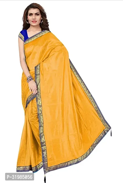 Stylish Yellow Cotton Silk Saree With Blouse Piece For Women-thumb5