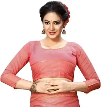 Stylish Peach Cotton Silk Saree With Blouse Piece For Women-thumb3