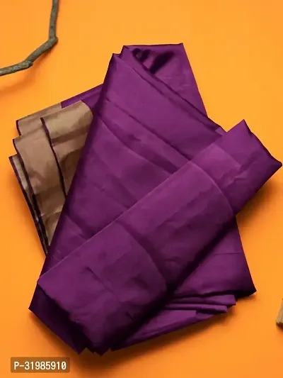 Stylish Purple Cotton Silk Saree With Blouse Piece For Women-thumb0