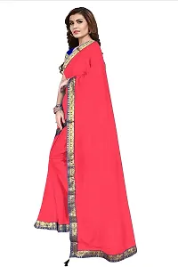 Stylish Red Cotton Silk Saree With Blouse Piece For Women-thumb2