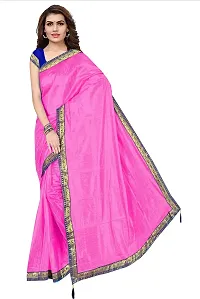 Stylish Pink Cotton Silk Saree With Blouse Piece For Women-thumb4