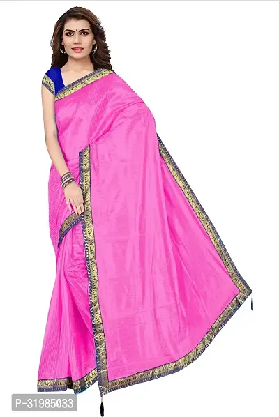 Stylish Pink Cotton Silk Saree With Blouse Piece For Women-thumb5