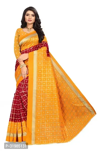 Stylish Yellow Art Silk Saree With Blouse Piece For Women