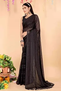 Stylish Black Chiffon Saree With Blouse Piece For Women-thumb1