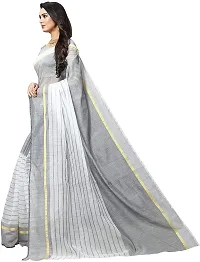 Stylish Grey Cotton Silk Saree With Blouse Piece For Women-thumb2