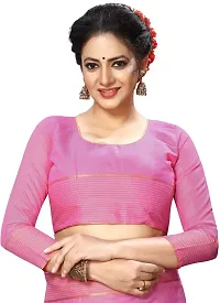 Stylish Pink Cotton Silk Saree With Blouse Piece For Women-thumb3