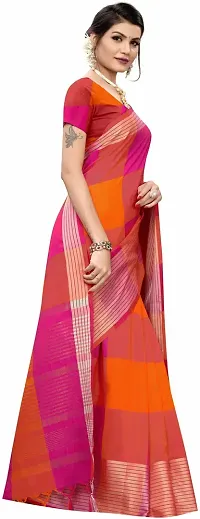 Stylish Multicoloured Cotton Silk Saree With Blouse Piece For Women-thumb1