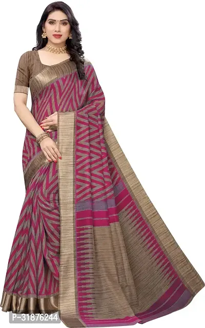 Stylish Multicoloured Cotton Silk Saree With Blouse Piece For Women-thumb0