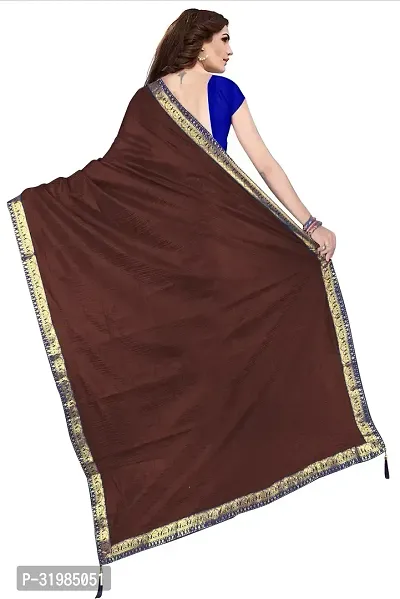 Stylish Brown Cotton Silk Saree With Blouse Piece For Women-thumb2