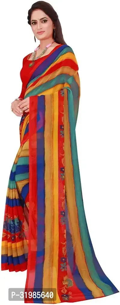 Stylish Multicoloured Georgette Saree With Blouse Piece For Women-thumb5