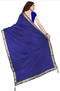 Stylish Navy Blue Cotton Silk Saree With Blouse Piece For Women-thumb1