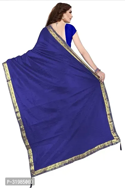 Stylish Navy Blue Cotton Silk Saree With Blouse Piece For Women-thumb2