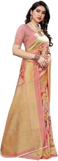 Stylish Peach Cotton Silk Saree With Blouse Piece For Women-thumb2