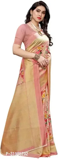 Stylish Peach Cotton Silk Saree With Blouse Piece For Women-thumb3