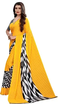 Stylish Yellow Cotton Silk Saree With Blouse Piece For Women-thumb1