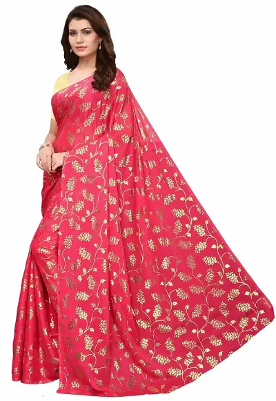 Foil Print Art Silk Sarees with Golden Blouse