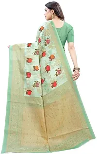 Stylish Green Cotton Silk Saree With Blouse Piece For Women-thumb3