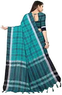 Stylish Art Silk Blue Checked Saree with Blouse piece For Women-thumb2