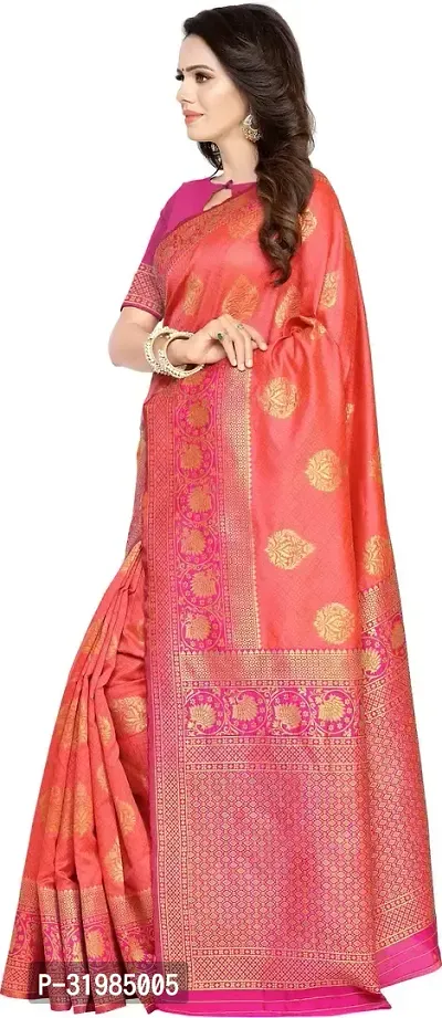 Stylish Pink Cotton Silk Saree With Blouse Piece For Women-thumb3