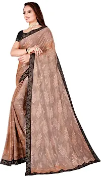 Stylish Peach Lycra Saree With Blouse Piece For Women-thumb1