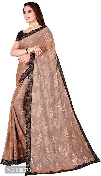 Stylish Peach Lycra Saree With Blouse Piece For Women-thumb2