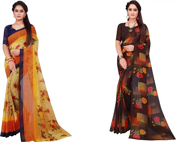 Attractive Georgette Saree with Blouse piece 