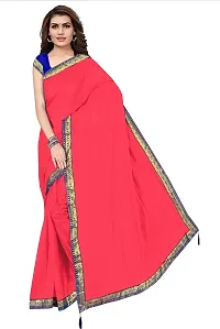 Stylish Red Cotton Silk Saree With Blouse Piece For Women-thumb4