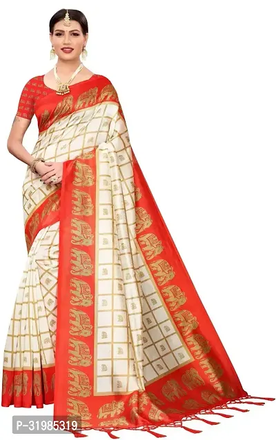 Stylish White Cotton Silk Saree With Blouse Piece For Women