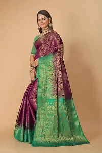 Beautiful Art Silk Jacquard Women Saree with Running Blouse-thumb1