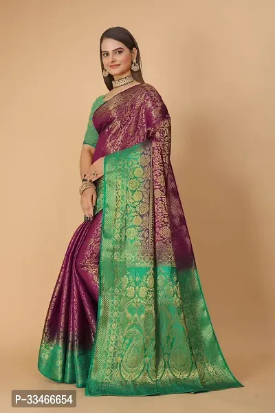 Beautiful Art Silk Jacquard Women Saree with Running Blouse-thumb2