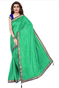 Stylish Green Cotton Silk Saree With Blouse Piece For Women-thumb4