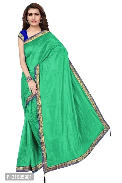 Stylish Green Cotton Silk Saree With Blouse Piece For Women-thumb5