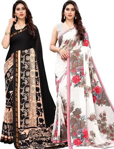 Beautiful Georgette Saree with Blouse Piece Pack Of 2