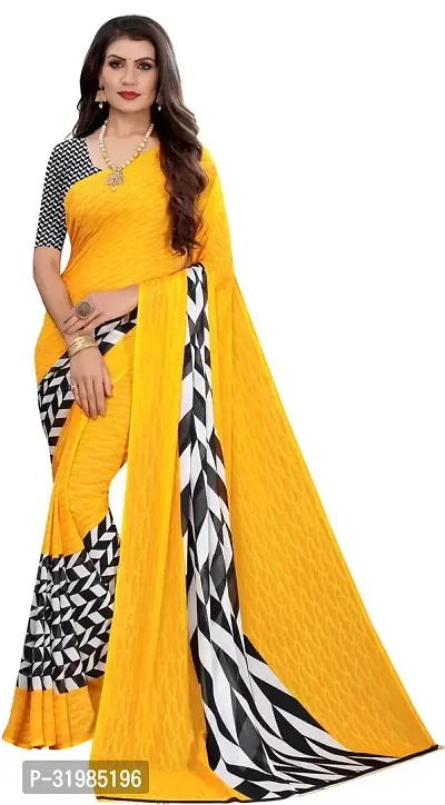 Stylish Yellow Cotton Silk Saree With Blouse Piece For Women