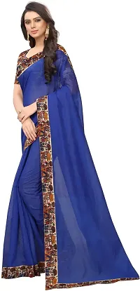 Stylish Blue Chanderi Silk Saree With Blouse Piece For Women-thumb1