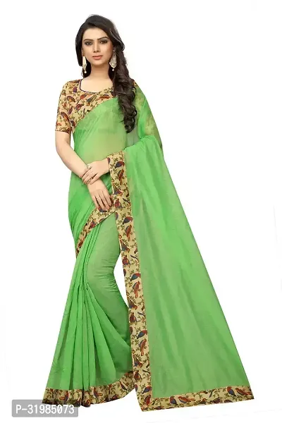 Stylish Green Chanderi Silk Saree With Blouse Piece For Women