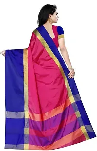 Stylish Pink Cotton Silk Saree With Blouse Piece For Women-thumb2