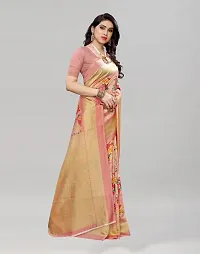 Stylish Peach Cotton Silk Saree With Blouse Piece For Women-thumb2