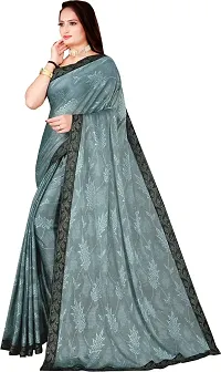 Stylish Grey Lycra Saree With Blouse Piece For Women-thumb1