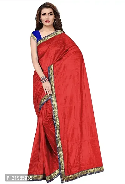 Stylish Red Cotton Silk Saree With Blouse Piece For Women