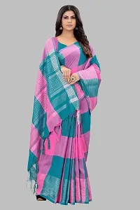 Stylish Multicoloured Cotton Silk Saree With Blouse Piece For Women-thumb1