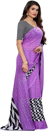 Stylish Violet Cotton Silk Saree With Blouse Piece For Women-thumb2