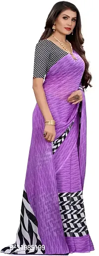 Stylish Violet Cotton Silk Saree With Blouse Piece For Women-thumb3