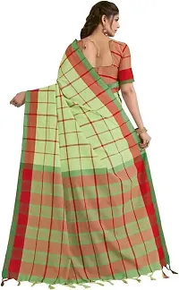 Stylish Green Cotton Silk Saree With Blouse Piece For Women-thumb4