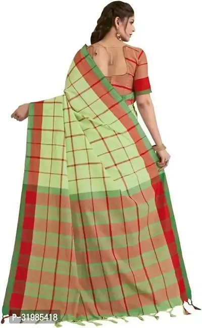 Stylish Green Cotton Silk Saree With Blouse Piece For Women-thumb5