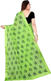 Stylish Green Cotton Silk Saree With Blouse Piece For Women-thumb1