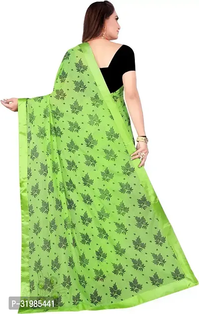 Stylish Green Cotton Silk Saree With Blouse Piece For Women-thumb2