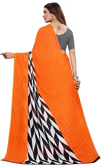 Stylish Orange Cotton Silk Saree With Blouse Piece For Women-thumb3